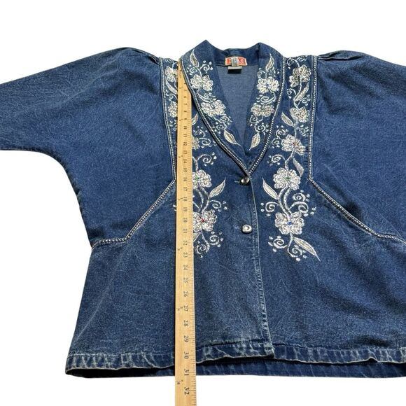 Vintage Niya Collection Heavily Embellished Blue Denim Jean Jacket Sz M - Picture 13 of 16